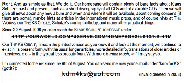 Announcement of our website in The KS Circle in 1996